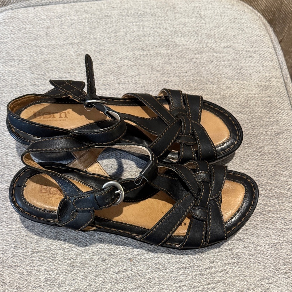 Born Black Leather Strappy Sandals - Picture 5 of 5